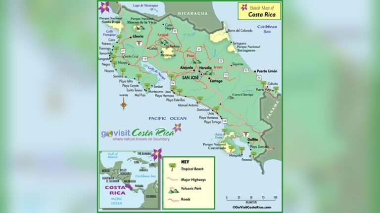 Best Beaches in Costa Rica Map