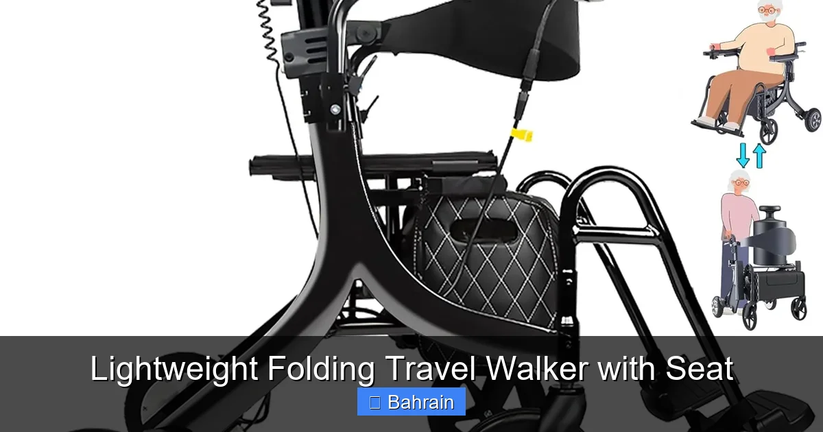 Lightweight Folding Travel Walker with Seat