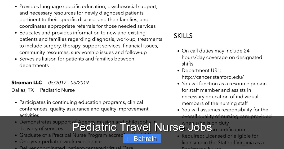 Pediatric Travel Nurse Jobs