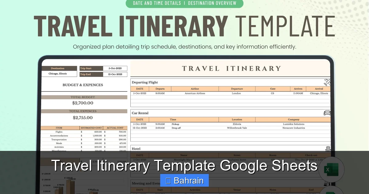 Travel Itinerary Template Google Sheets