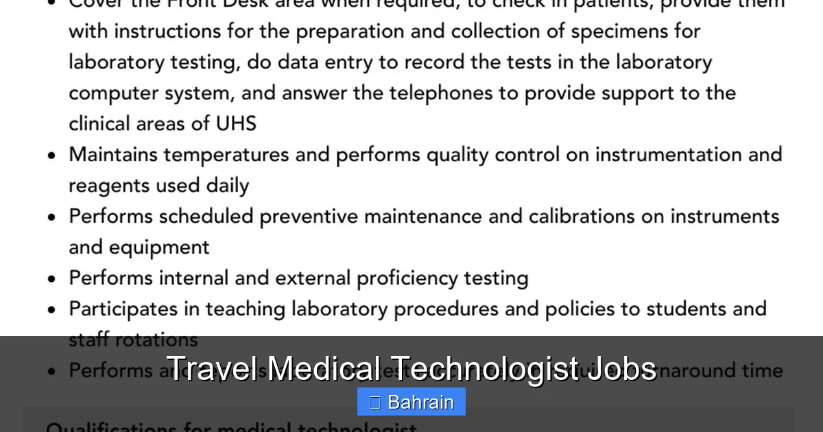 Travel Medical Technologist Jobs